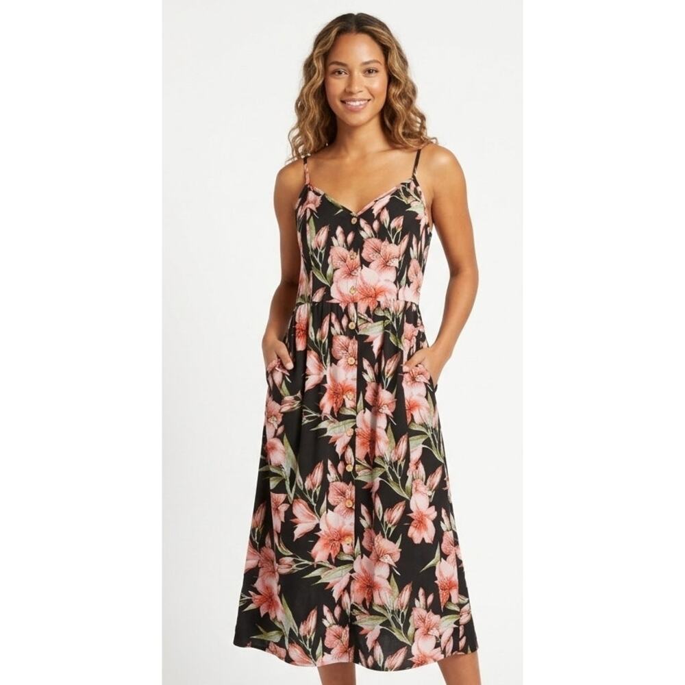 PAT PAT Women's Sundress Medium Floral Polyester Cotton Spandex Summer